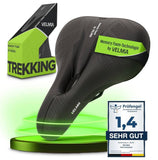 Velmia Bike Seat/Saddle with Memory Foam & Ergonomic 3-Zone Concept for Trekking Bike, Mountain Bike & City Bikes, Comfortable Waterproof Bike Saddle for Men & Women - Imported from UK