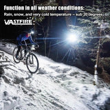 VASTFIRE Aluminum Bicycle Light Rechargeable for Night Riding, Aluminum Mounts Waterproof Front & Back USB-C Rechargeable Bicycle Light, EBike Headlight with 5 LEDs & 5 Modes. 5200mAh Battery - Imported from UK