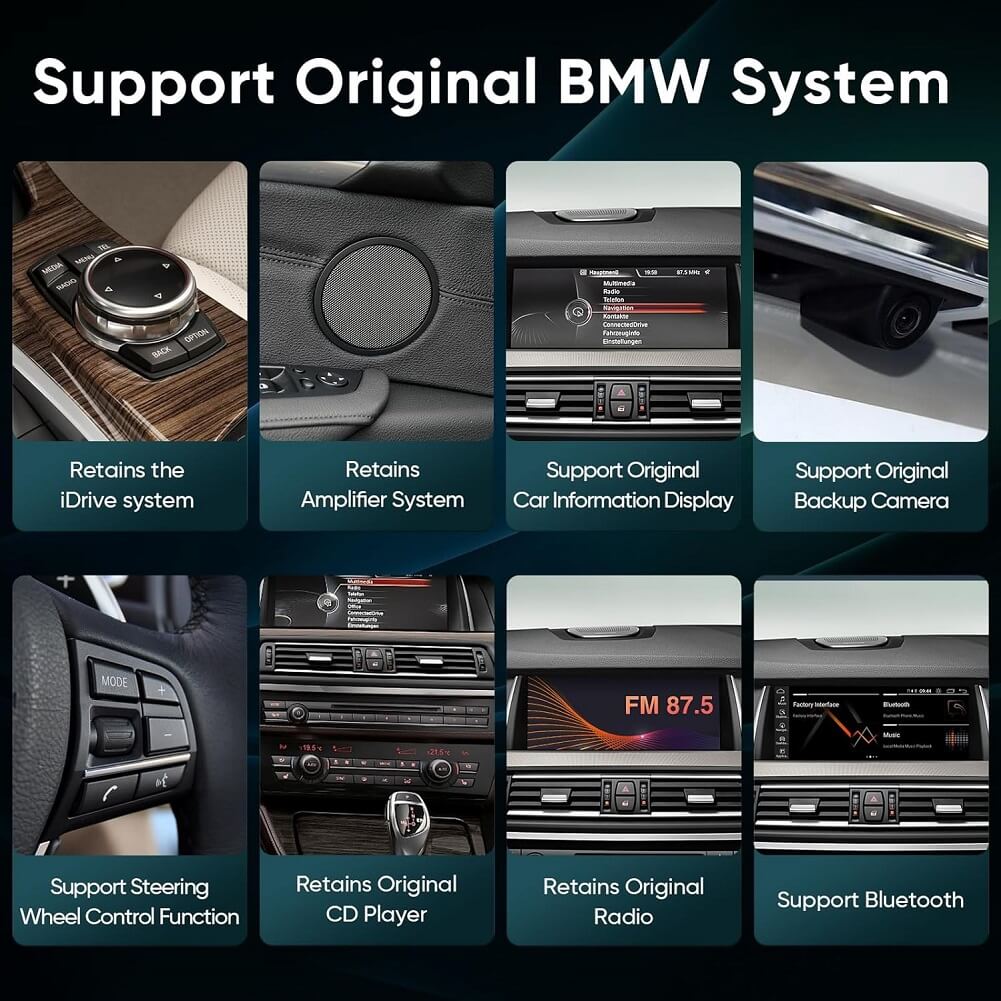 BM-W 5 Series Multimedia Player for F10/F11/520 (2011-2016) CIC/NBT System, Upgrade 10.25" Apple Carplay Android 9.0 Stereo Player, Qualcomm Snapdragon 665, (4GB+64GB) Built-in 4G LTE Wireless, GPS Navigation - Imported from UK