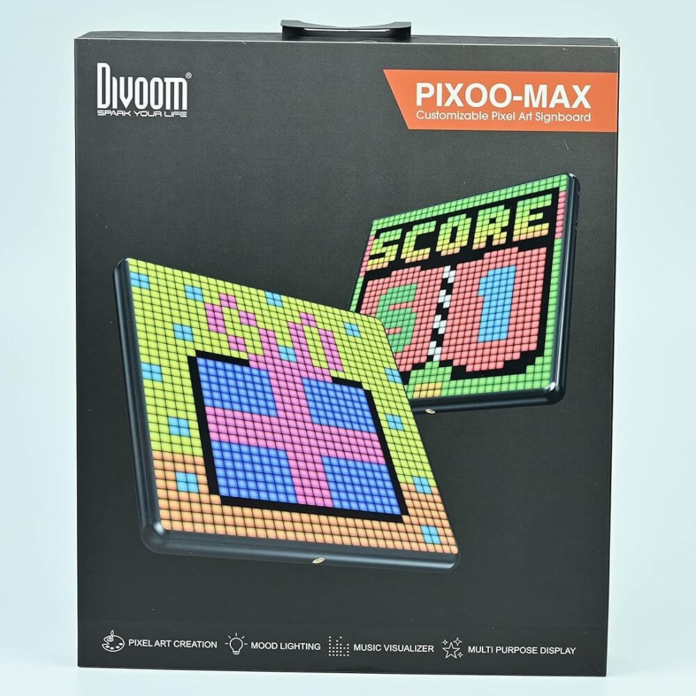 Divoom Pixoo-Max Multi-Purposes Bluetooth Digital Photo Frame, APP Cellphone Control Display 32 x 32 Programmable Pixel Art Led Display, Neon Light for Home Decoration, Business Advertisement, Window Sign - Imported from UK
