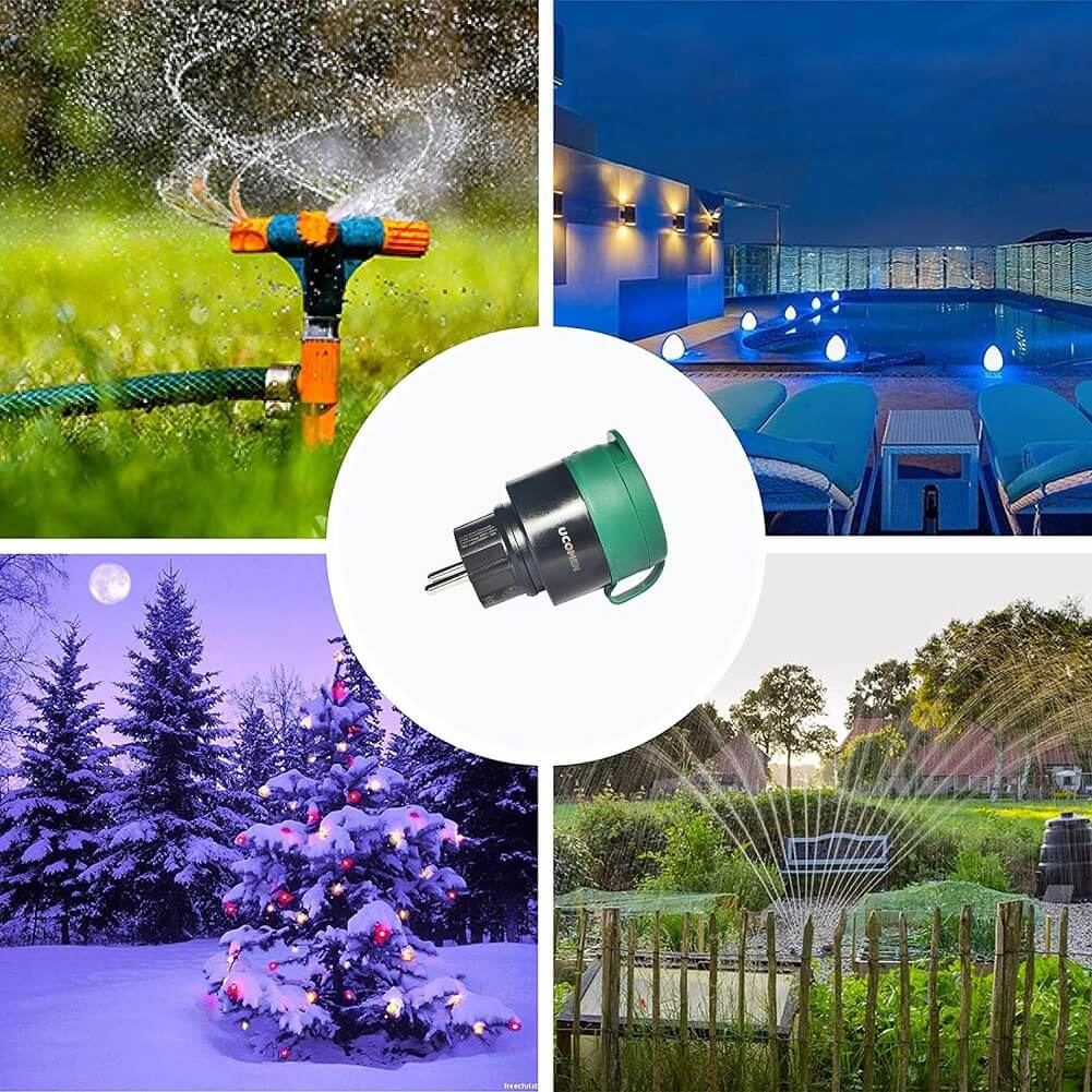 UCOMEN EU Outdoor WiFi Smart Plug Socket, Compatible with Alexa & Google Home, 16A 3680W (Pack of 4) - Imported from UK