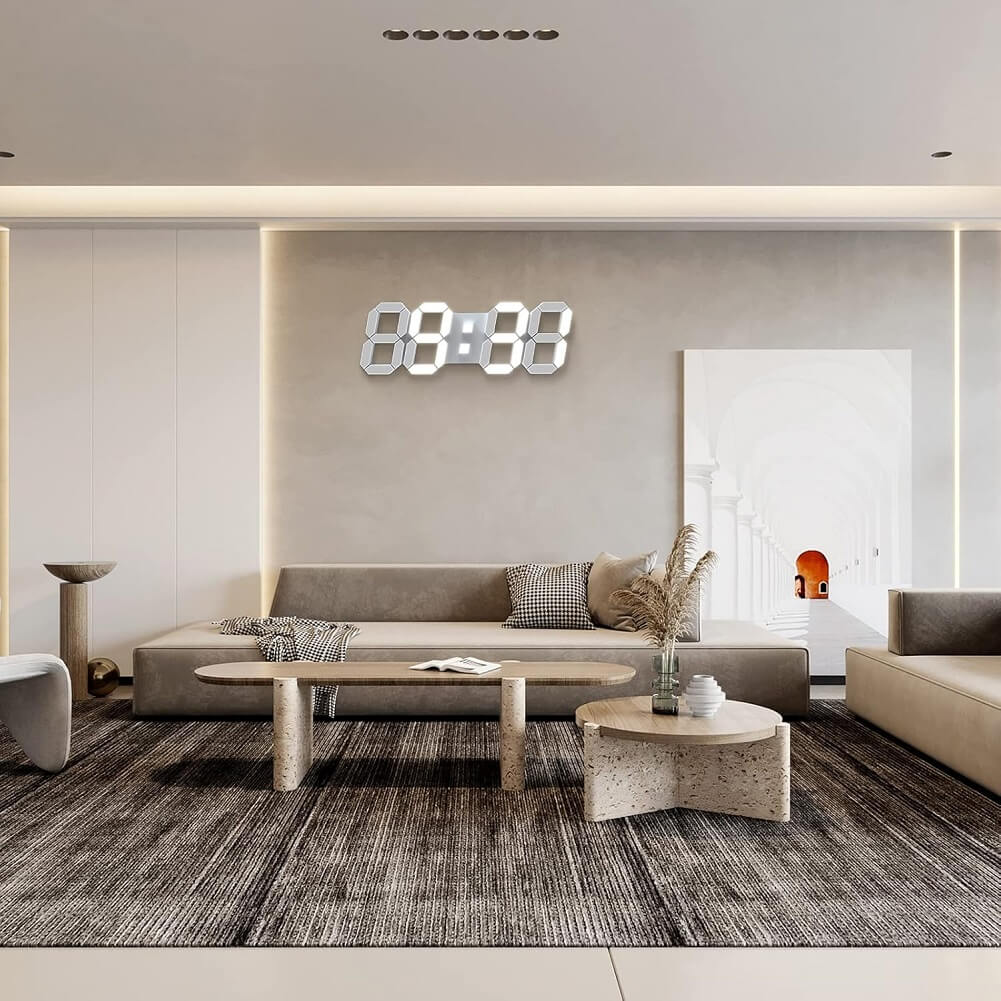 3D 15" LED Digital Wall Clock with Remote Control, Large Display 12/24H Date Temperature Snooze Adjustable Brightness Clock for Warehouse Office Home Living Room - Imported from UK