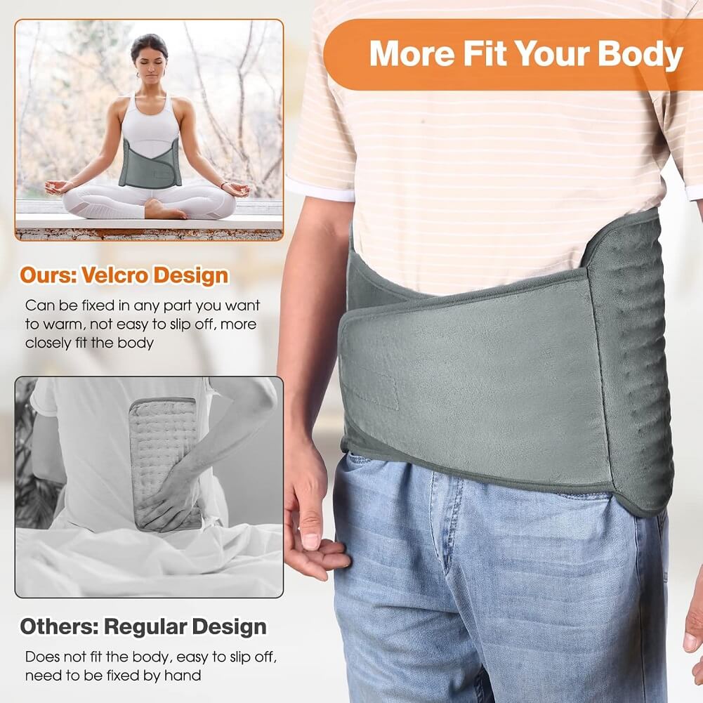 OneAmg 75W Heating Pads with 6 Heat Settings & Auto Shut Off, Soft Machine Washable Electric Heat Pads with Velcro for Abdominal Neck Shoulder Pain Relief (Container Product Without Box) - Imported from UK