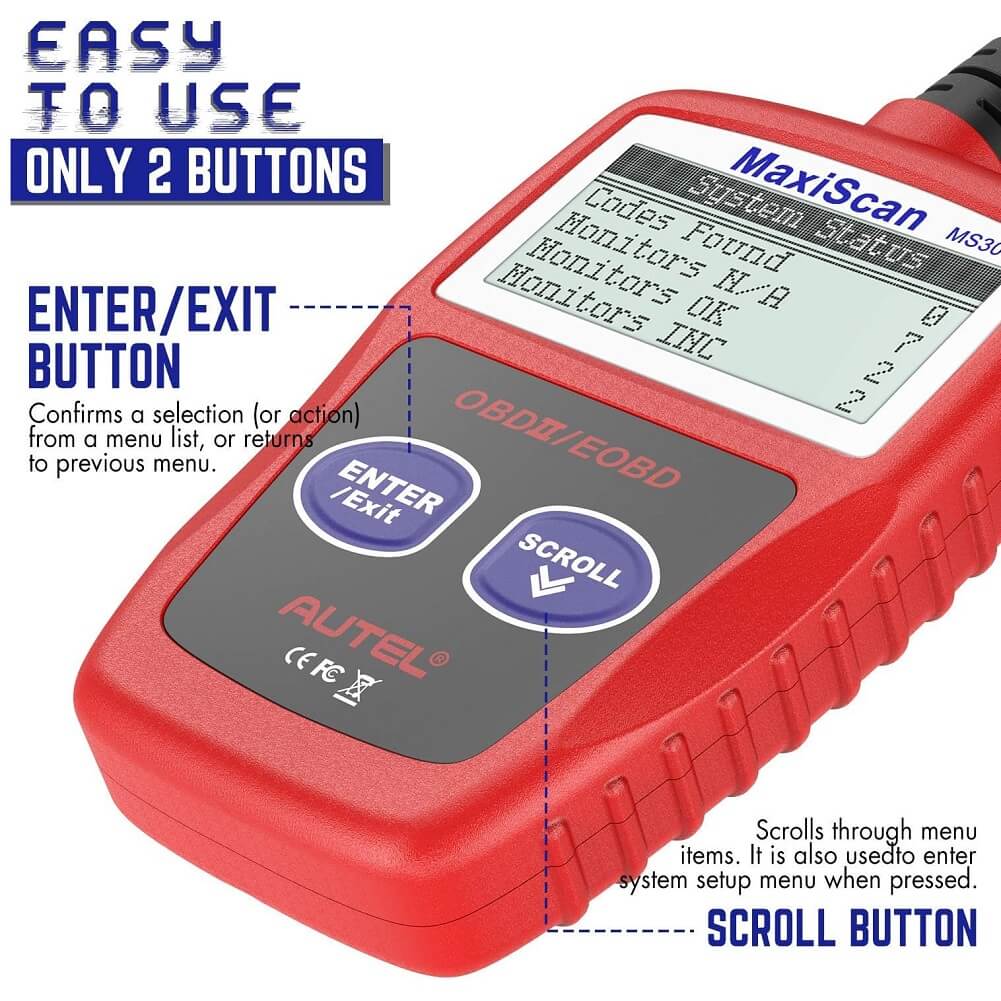 Autel MaxiScan MS309 OBD2 Fault Code Reader Scanner, Read/Clear Codes, View Freeze Frame Data, OBDII Auto Diagnostic Tool - (Container Product Without Box) - Imported from UK