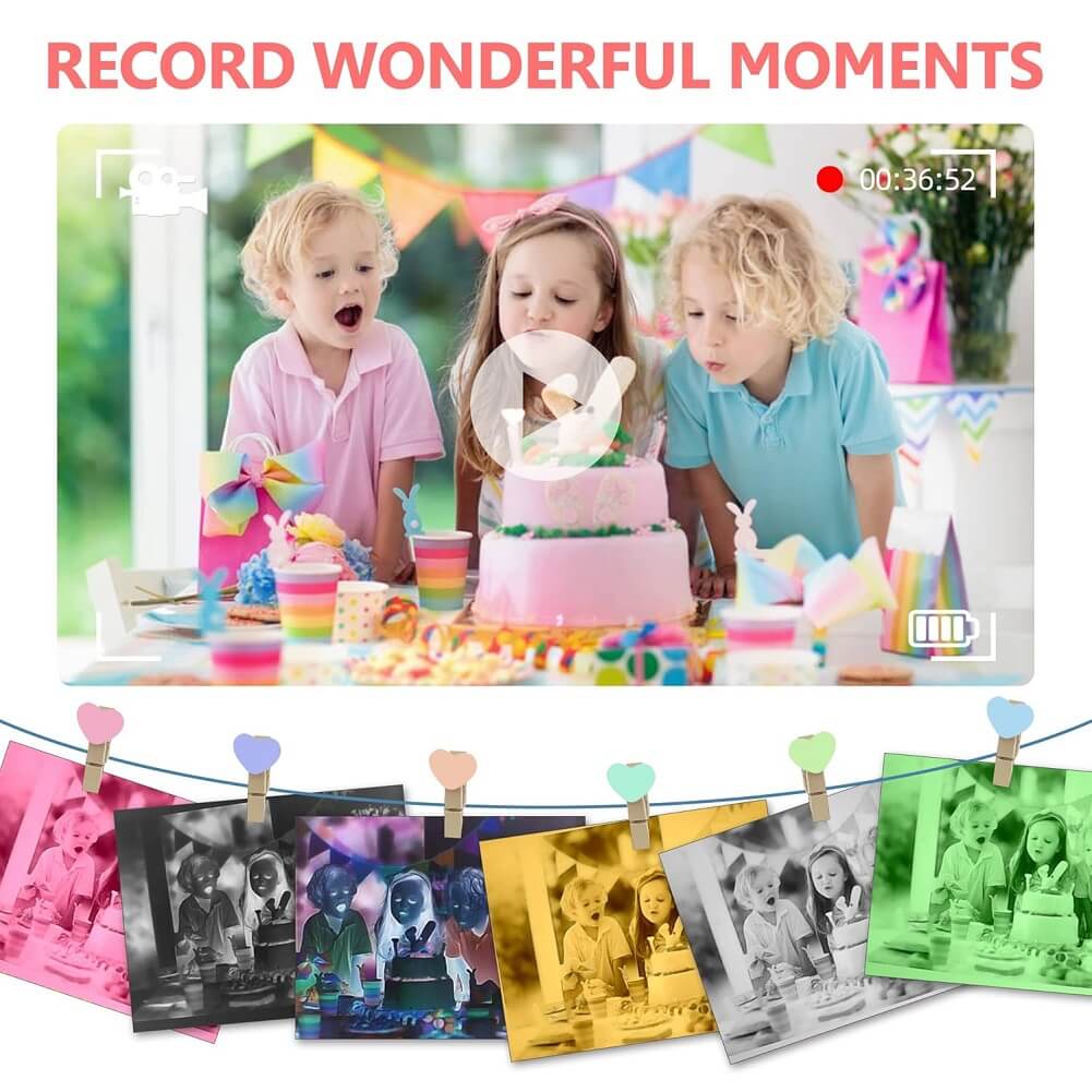 HOMYE Children Digital Camera, 2000W HD 2.0" Screen Photo Camera, Rechargeable Multi Functional Kids Camcorder Toy for Toddler, Teenagers, Girls, Boys - Imported from UK