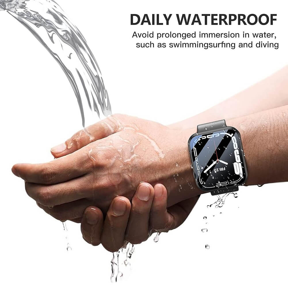 Piuellia Hard Case with Tempered Glass Screen Protector Compatible with Apple Watch Series 8/7 45mm Ultra Thin Waterproof Shockproof Full Protective Case for iWatch (Pack of 2) - Imported from UK