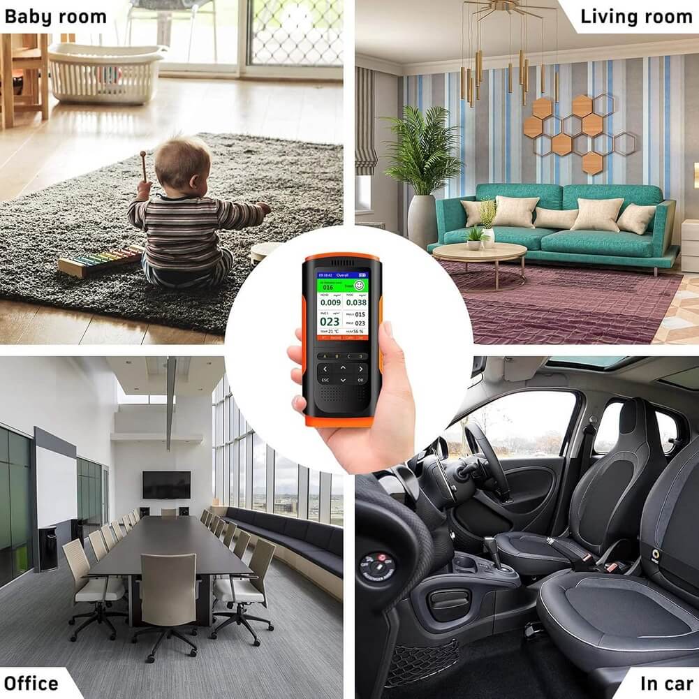 Inkbird Air Quality Meter, Indoor Air Quality Pollution Detector Accurate Tester for HCHO (Formaldehyde) TVOC PM2.5/PM1.0/PM10, Real Time Temperature Humidity Data Monitoring Meter - Imported from UK