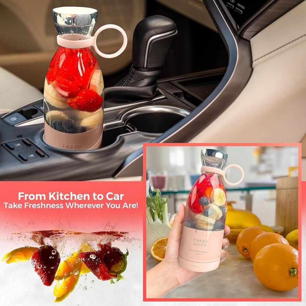 Portable Mini Blender, 350ml 1400mAh USB Rechargeable Multifunctional Personal Juicer Cup for Making Fruit Juice, Milkshakes & Smoothies for Travel, Office, Gym with Extra 1 Blender - Imported from UK