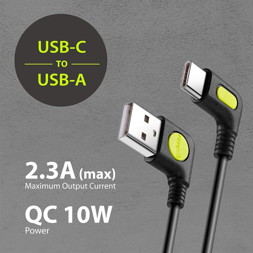 Bone Bike Phone Charger Kit, 90° L-Shape Design QC Fast Charging USB-C to USB-A Cable, iPhone Android Compatible - Imported from UK