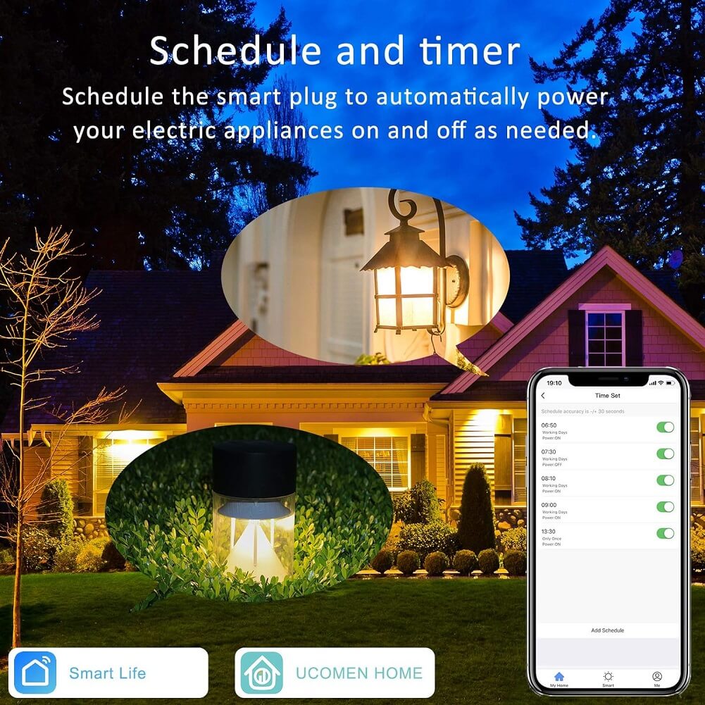 UCOMEN EU Outdoor WiFi Smart Plug Socket, Compatible with Alexa & Google Home, 16A 3680W (Pack of 4) - Imported from UK