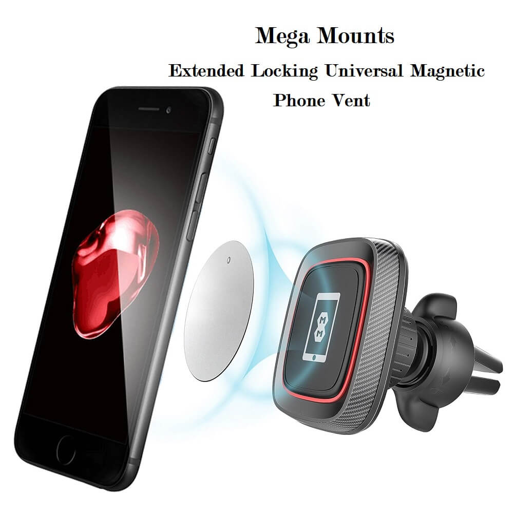Mega Mounts 360° Extended Universal Locking Magnetic Phone Vent Mount Holder - Imported from UK