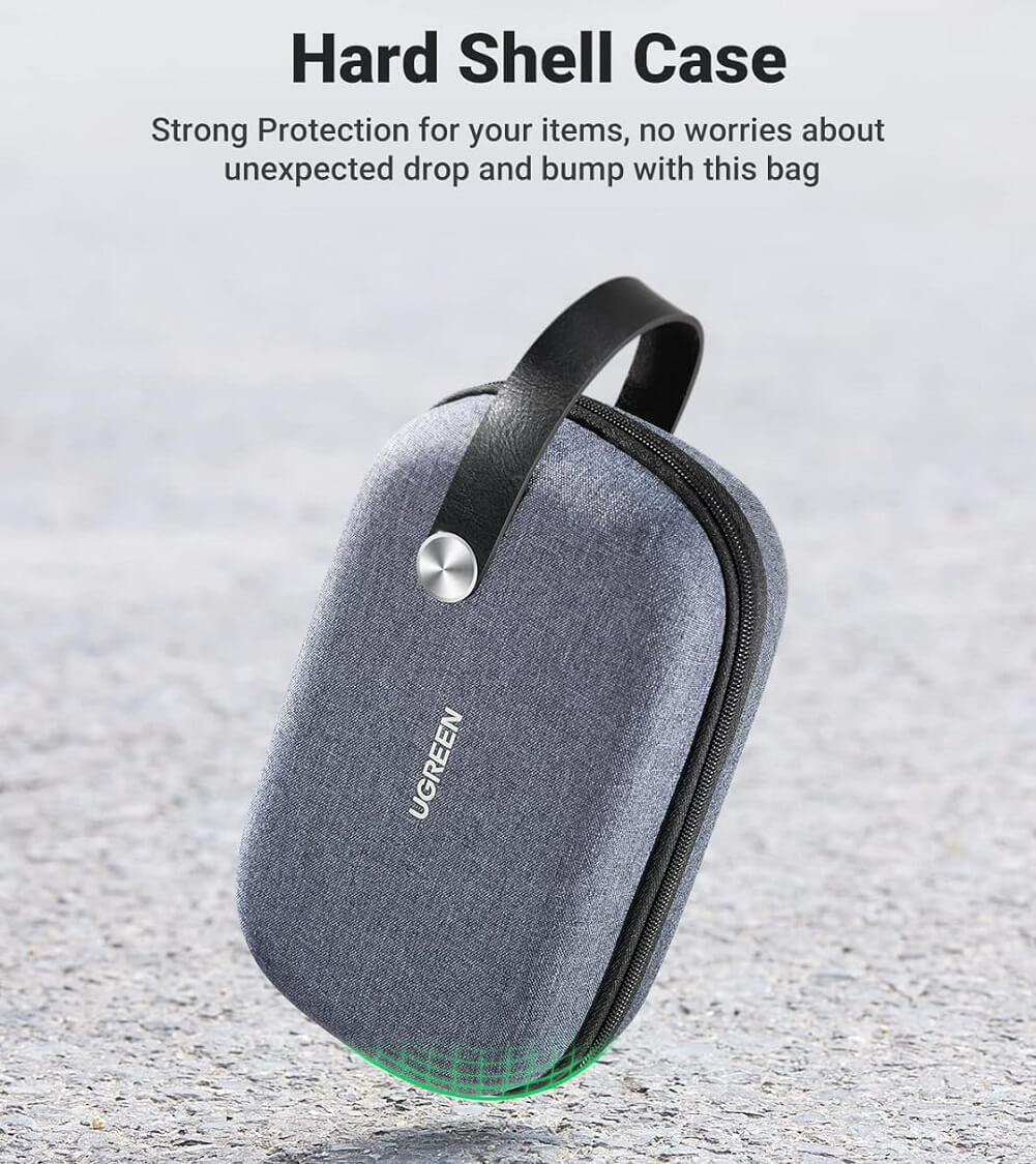 UGREEN Travel Accessories Bag, Portable Organizers Pouch Hard Case for Cable Charger Adapter Power Bank Hard Drive Earbuds Hub & More - Imported from UK