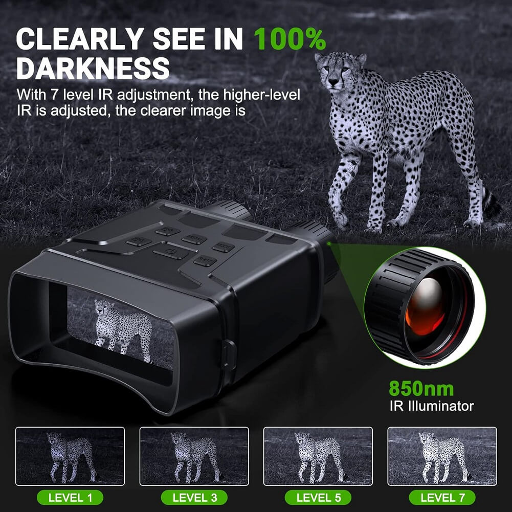 VABSCE Digital Night Vision Binoculars for Complete Darkness, 1080p FHD Video Infrared Night Vision Goggles for Hunting, Camping, Travel, Surveillance, Spy - Imported from UK