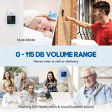 X-Sense Wireless Doorbell, Over 2000ft/600m Wireless Range, 2 Plug-in Receivers with LED Flash 56 Melodies 5 Volume Levels & Waterproof IP55 - Imported from UK