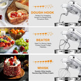 HOWORK Stand Mixer Stainless Steel 8L Bowl 1500W Food Mixer, Multi Functional Kitchen Electric Mixer with Dough Hook, Whisk, Beater - Imported from UK