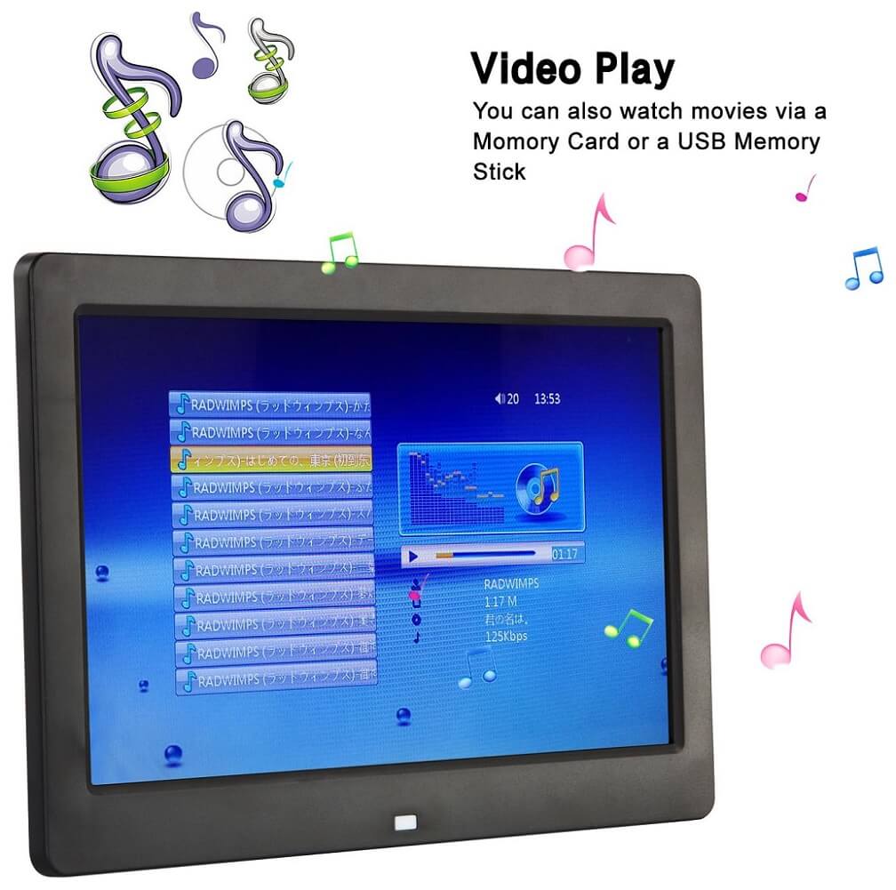 Discoball 10.1" Digital Photo Frame with Remote Control High Resolution 1024 * 600  TFT Bright LCD Display Multi-Functional Picture Frame Support SD/MMC/MS Memory Cards & USB Disk - Imported from UK
