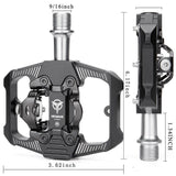 GEWAGE Mountain Bike Pedals Dual Function 9/16" Platform Bicycle Flat & Clipless Pedals Compatible with SPD for Road Mountain BMX Bike - Imported from UK