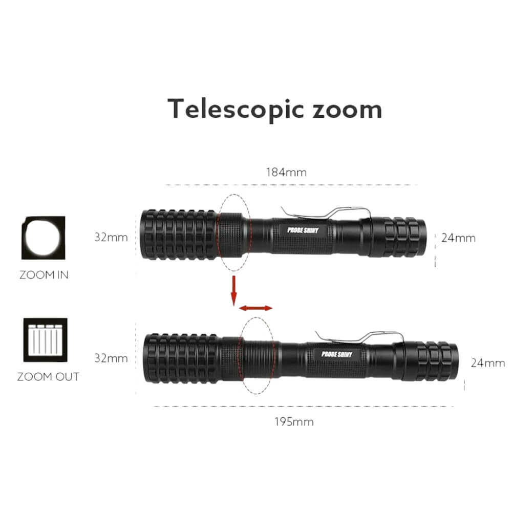 Bodyguard XML-T6 12000 Lumens Zoomable LED Flashlight with 5 Light Modes (Container Product Without Box) - Imported from UK