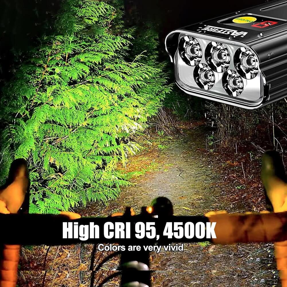 VASTFIRE Aluminum Bicycle Light Rechargeable for Night Riding, Aluminum Mounts Waterproof Front & Back USB-C Rechargeable Bicycle Light, EBike Headlight with 5 LEDs & 5 Modes. 5200mAh Battery - Imported from UK