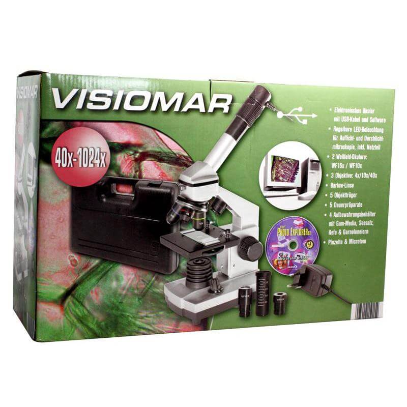 VISIOMAR 40X-1024X Microscope Set with Case (Amazon Container Product as it is, No Warranty, No Guarantee, No Return, No Exchange) - Imported from UK