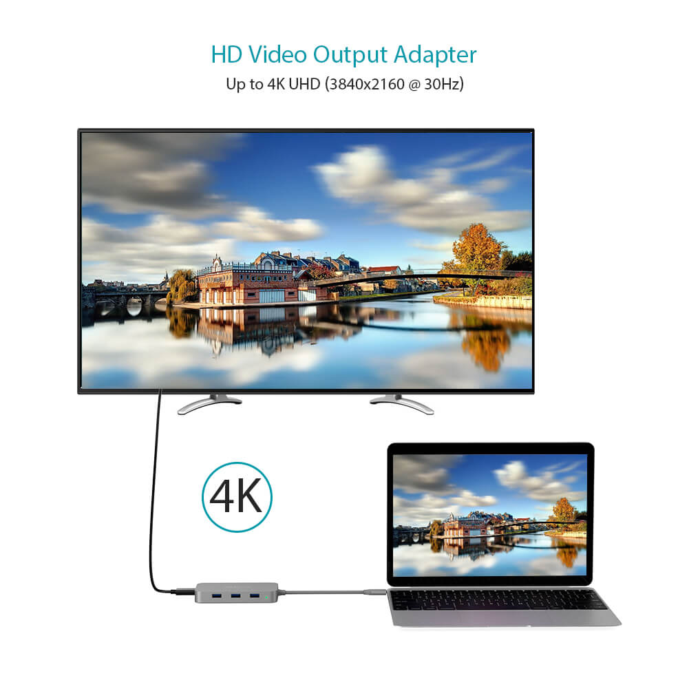 dodocool 6-in-1 USB-C Hub, Aluminum Alloy Multifunction Hub with 4K HDMI RJ45 Ethernet 3xUSB3.0 PD Port - Imported from UK