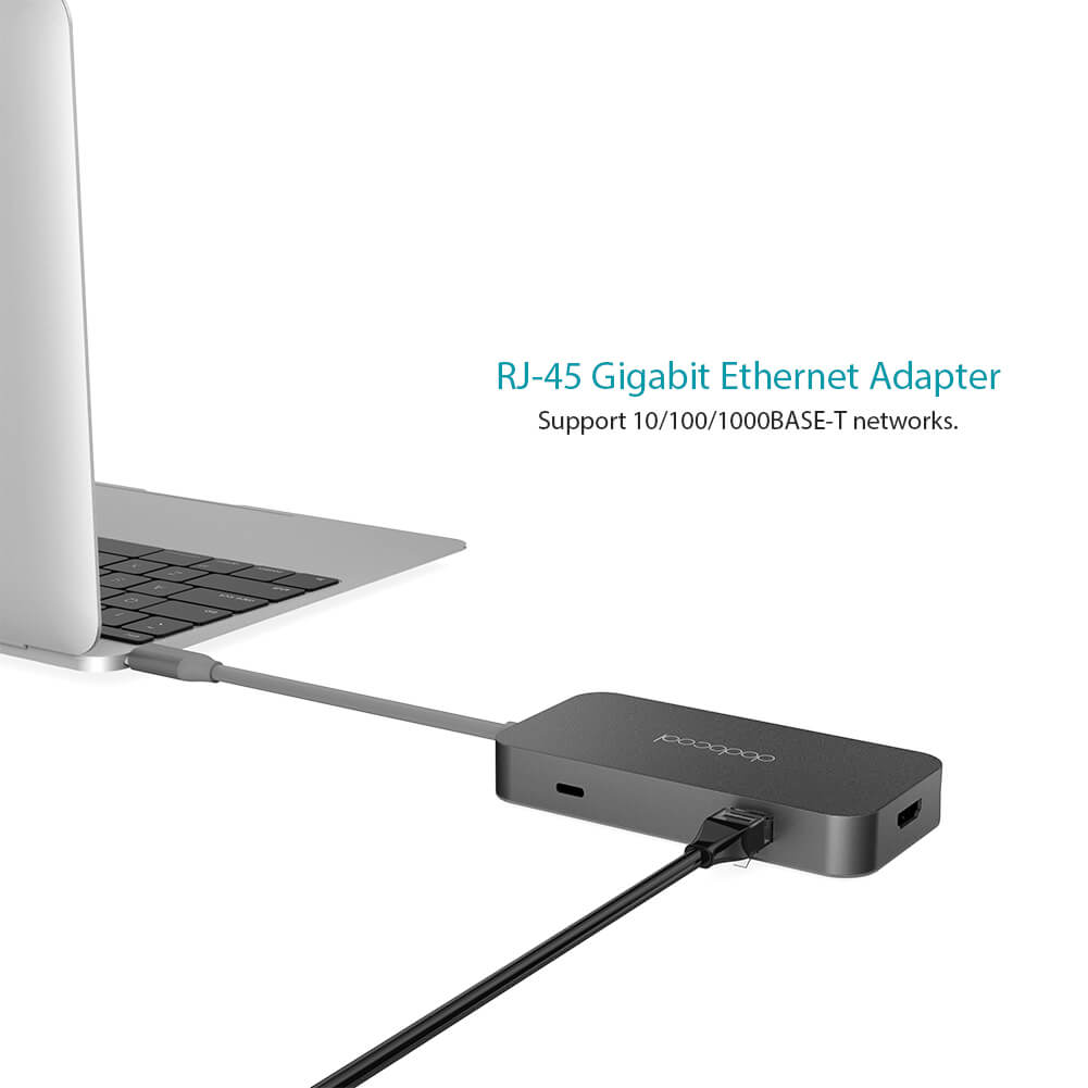 dodocool 6-in-1 USB-C Hub, Aluminum Alloy Multifunction Hub with 4K HDMI RJ45 Ethernet 3xUSB3.0 PD Port - Imported from UK