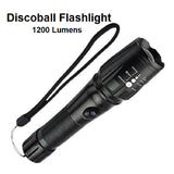 Discoball XML T6 1200 Lumens Super Bright Zoomable Flashlight, Battery Powered, IP55 Waterproof with 5 Modes & Adjustable Focus for Camping, Hiking, Outdoor (Container Product Without Box) - Imported from UK