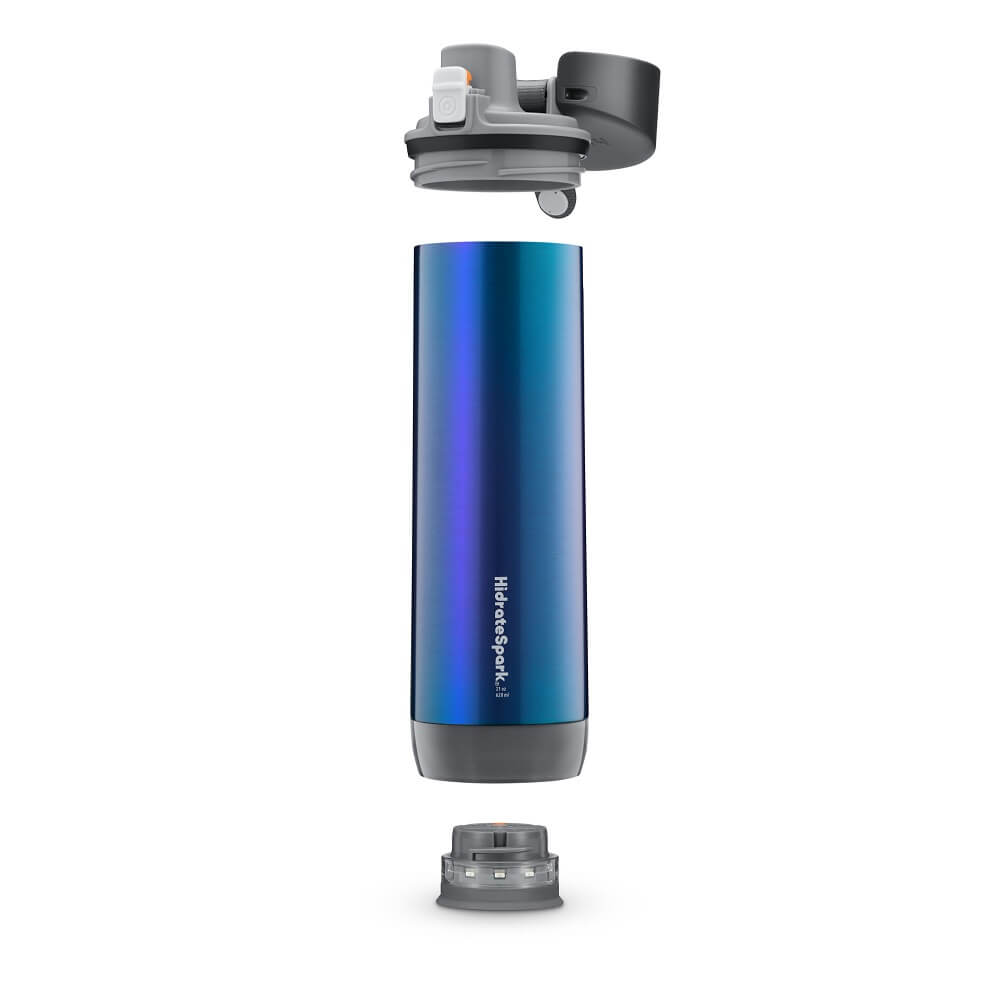 HidrateSpark PRO 21oz Smart Water Bottle, Insulated Stainless Steel, Tracks Water Intake with Bluetooth, LED Glow Reminder When You Need to Drink, Chug Lid - Imported from UK