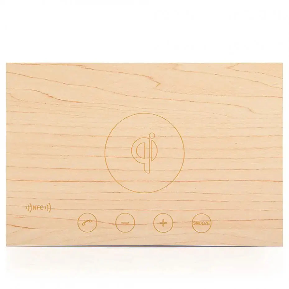 Eachine X5 9 in 1 Multi-Function Wooden Alarm Clock with Built-in Wireless Charger, Bluetooth 4.0 Speaker with Mic, Clock, Thermometer, NFC, LED Time Display & Double USB Interface  - Imported from UK