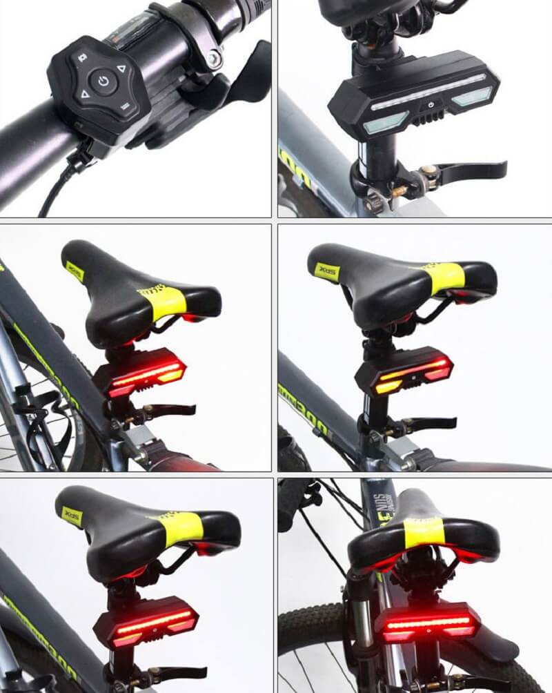 Bicycle Intelligent Turn Signal Tail Light with Wireless Remote, Safety Brake & Warning Light, 2200mAh - Imported from UK