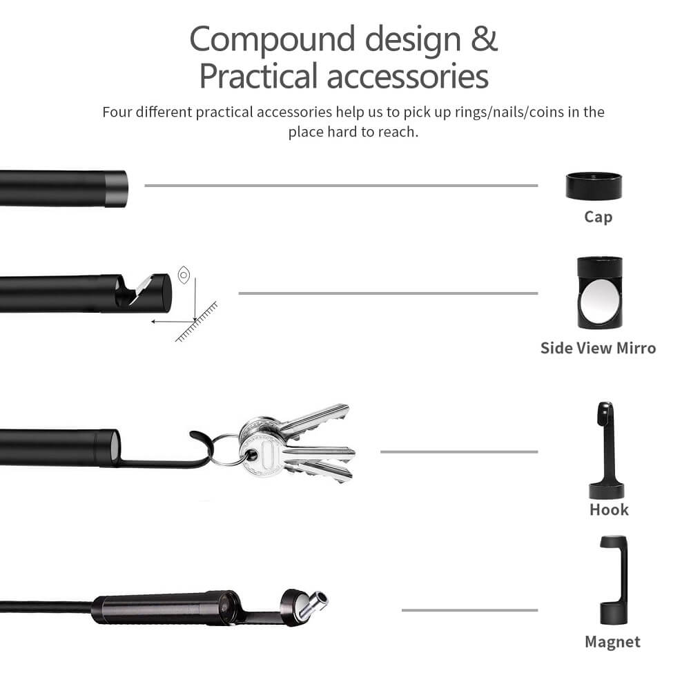 Inskam129 Digital Inspection Endoscope Camera with 4.3" Color LCD Screen, 1080P HD Borescope, 8mm Camera, 5m Probe - Imported from UK
