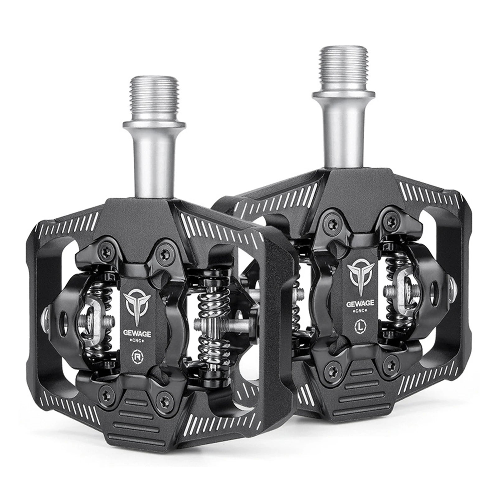 GEWAGE Mountain Bike Pedals Dual Function 9/16" Platform Bicycle Flat & Clipless Pedals Compatible with SPD for Road Mountain BMX Bike - Imported from UK