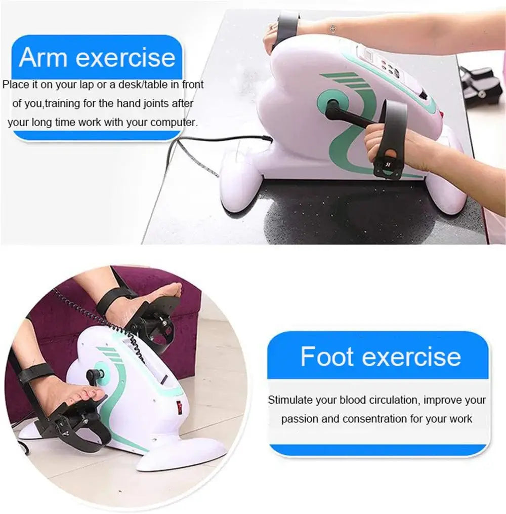 Electric Mini Exercise Bike Motorized Pedal Exerciser with Remote LCD Display, Fitness Bike to Exercise Arms/Legs - Imported from UK
