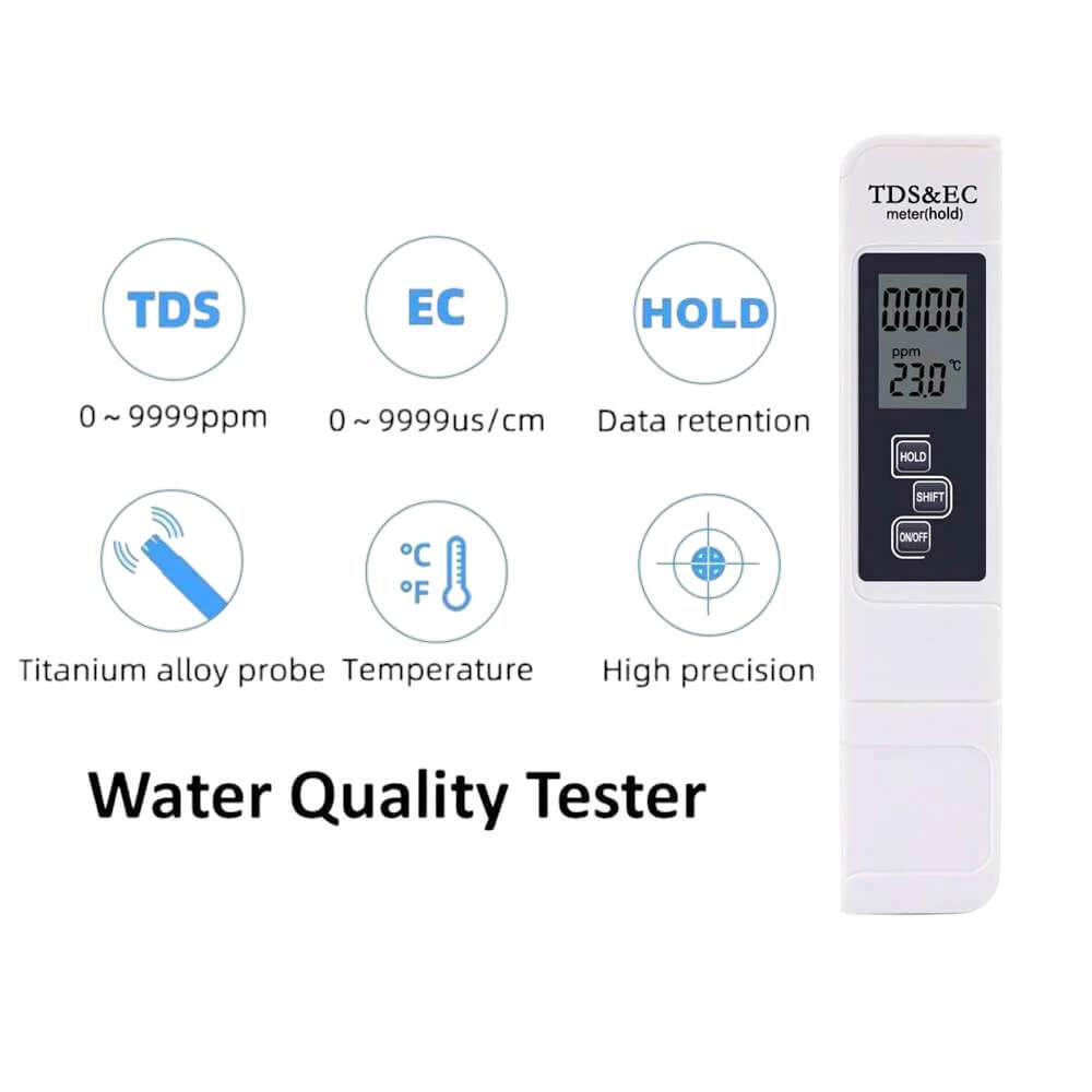 TDS EC & Temperature Meter, Digital 3-in-1 Water Tester, Easy to Use Water Purity Tester (Container Product Without Box) - Imported from UK