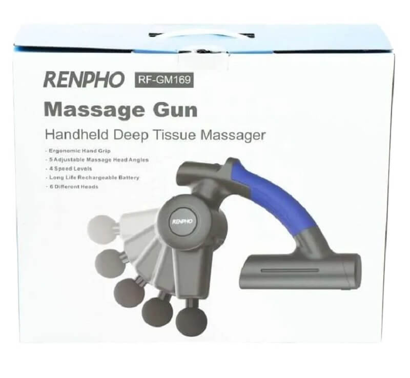RENPHO Massage Gun Deep Tissue Muscle Massager with Adjustable Arm & 6 Massage Head, Percussion Handheld Electric Muscle Massager for Sore Muscle, Stiffness Pain Recovery - Imported from UK