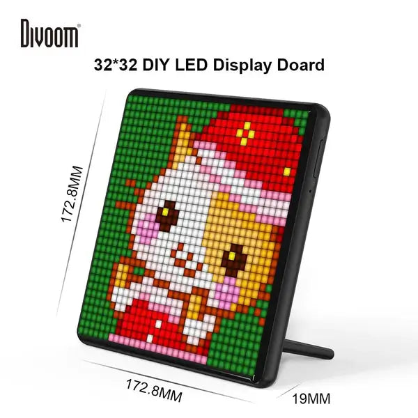 Divoom Pixoo-Max Multi-Purposes Bluetooth Digital Photo Frame, APP Cellphone Control Display 32 x 32 Programmable Pixel Art Led Display, Neon Light for Home Decoration, Business Advertisement, Window Sign - Imported from UK