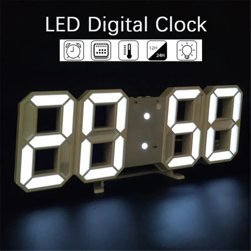 Bedler 3D LED Electronic Digital Stereo Wall & Desk Clock, Fashionable White Luminous USB Plug Easy to Read at Night, Perfect for Home Decoration - Imported from UK