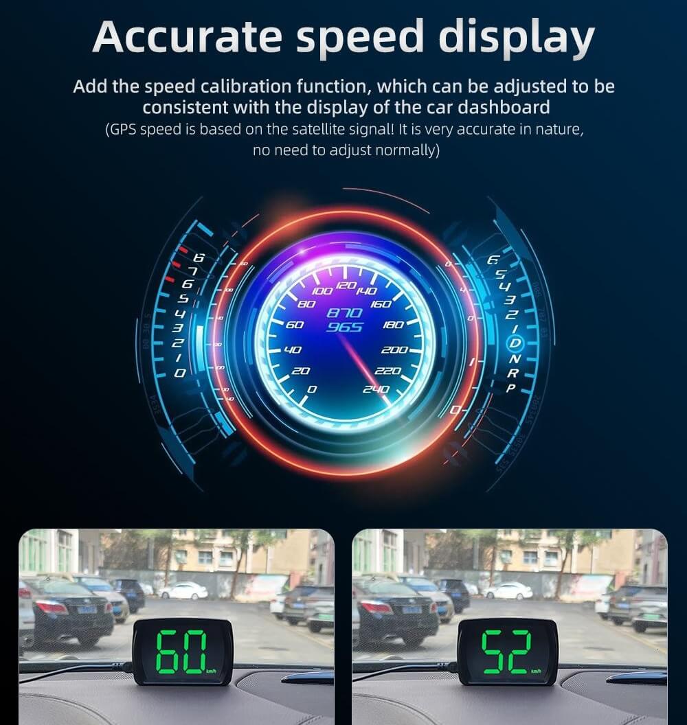 Car GPS HUD Head Up Display, Digital Speedometer with LED Large Font, Suitable For All Vehicles - Imported from UK