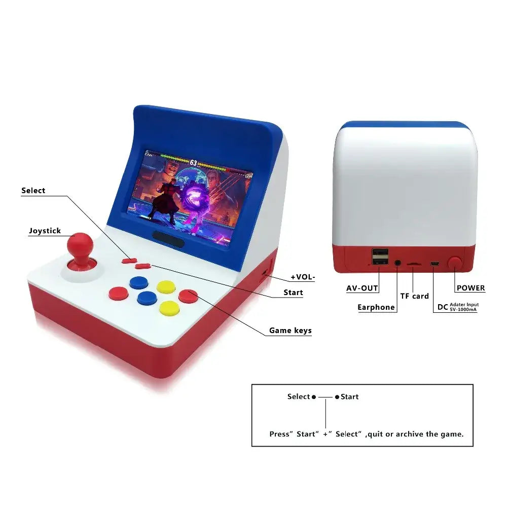 Retro Arcade Handheld Mini Game Console, 64 Bit 4.3" TFT Screen Double Game Controller, Built-in 3000 Game, Support TF Card AV Out - Imported from UK