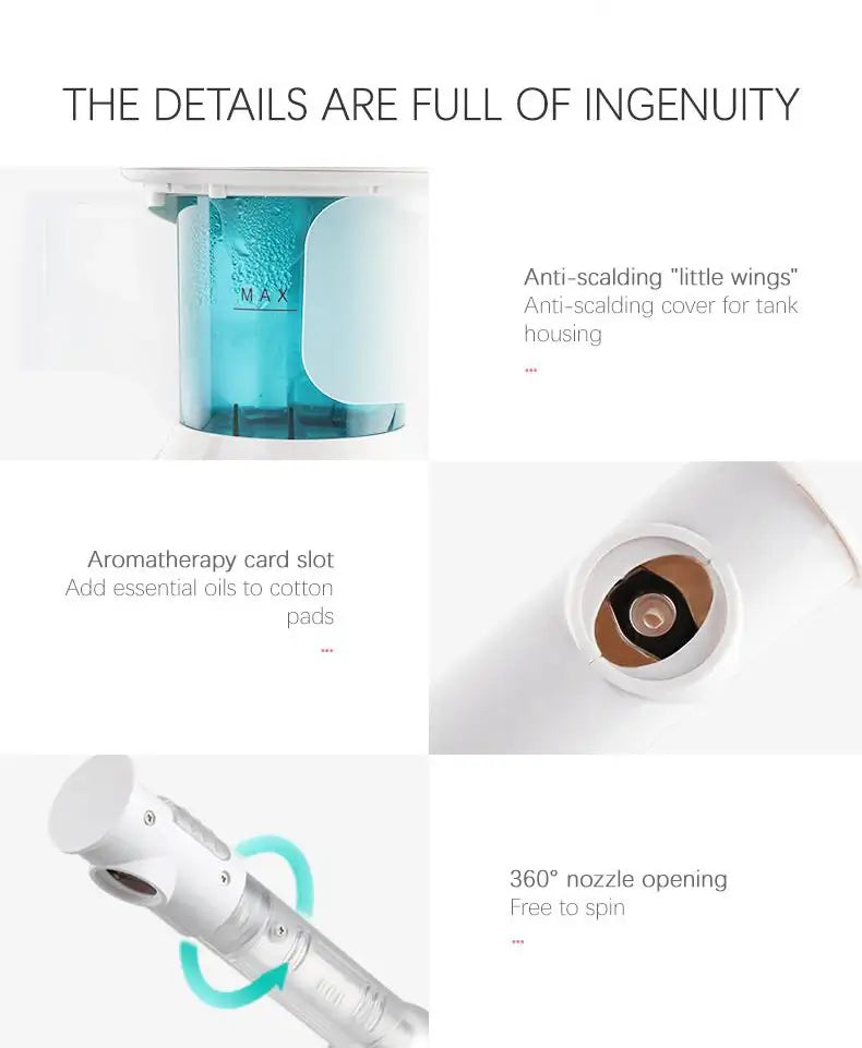 K-SKIN Facial Steamer, 350W Nano Ionic Face Steamer with 360° Rotatable Sprayer, Portable for Personal Care Use at Home or Salon - Imported from UK