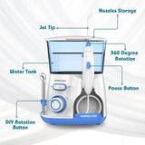 Waterpulse V300 Water Flosser with 5 Tips, Advanced Pressure Control System with 10 Settings, 800ML Large Capacity Dental Plaque Removal Oral Irrigator - Imported from UK