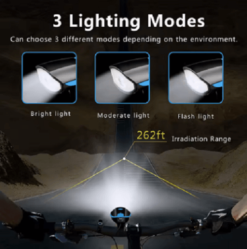 OMERIL LD220 LED Bike Light With Horn, USB Rechargeable Waterproof Front & Back Lights for Mountain Bike, E-Bike - Imported from UK