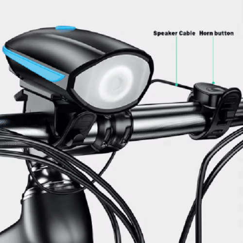 OMERIL LD220 LED Bike Light With Horn, USB Rechargeable Waterproof Front & Back Lights for Mountain Bike, E-Bike - Imported from UK