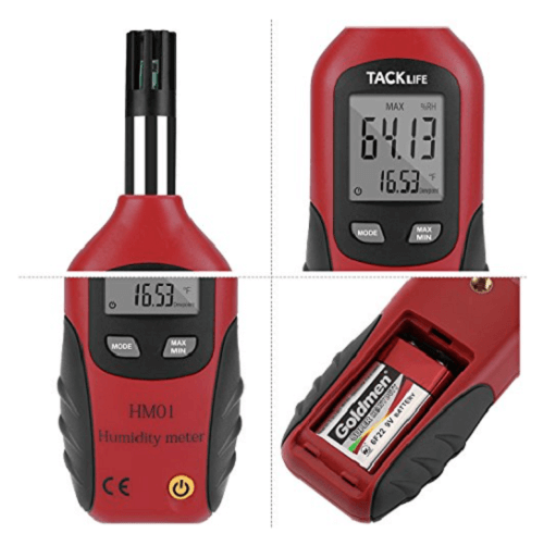 Tacklife HM01 Hygrometer, Digital Humidity & Temperature Meter, Handheld Thermometer Min/Max Hold with Digits LCD Display (Container Product Without Box) - Imported from UK