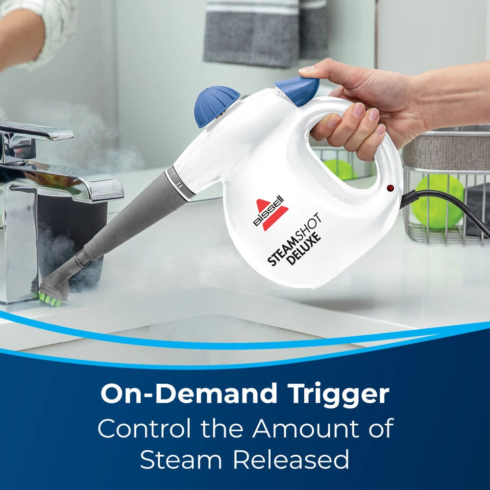 Bissell® Steam Shot Cleaner Handheld Hard Surface Cleaner with Natural Sanitization, Multi-Surface Tools Included to Remove Dirt Grime Grease & More - Imported from UK
