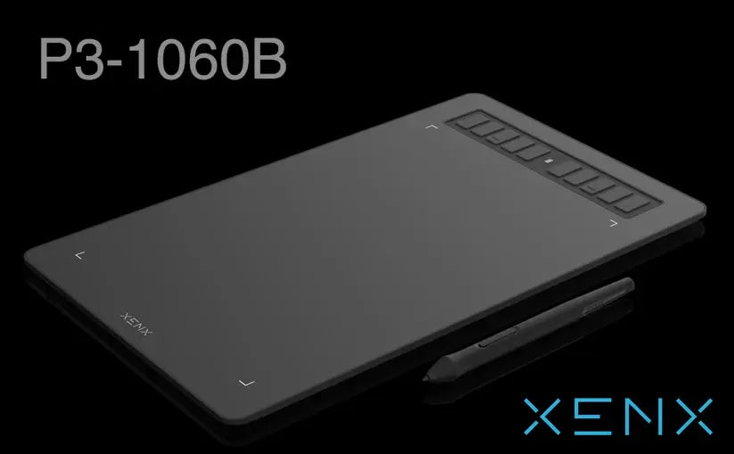 XENX P3-1060B Graphic Tablet 10x6" with 10 Shortcut Keys, 8192 Pressure Levels, Battery-Free Pen for Digital Art, Design, E-Learning, Online Classes, OSU Gaming, Compatible with MacOS Windows Android - Imported from UK