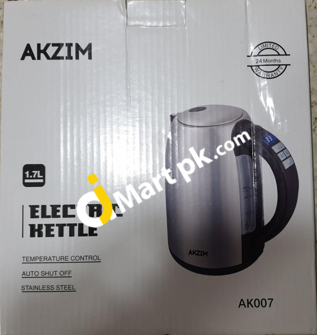 Akzim 1.7L Electric Kettle 2200W Stainless Steel Cordless - Imported From Uk