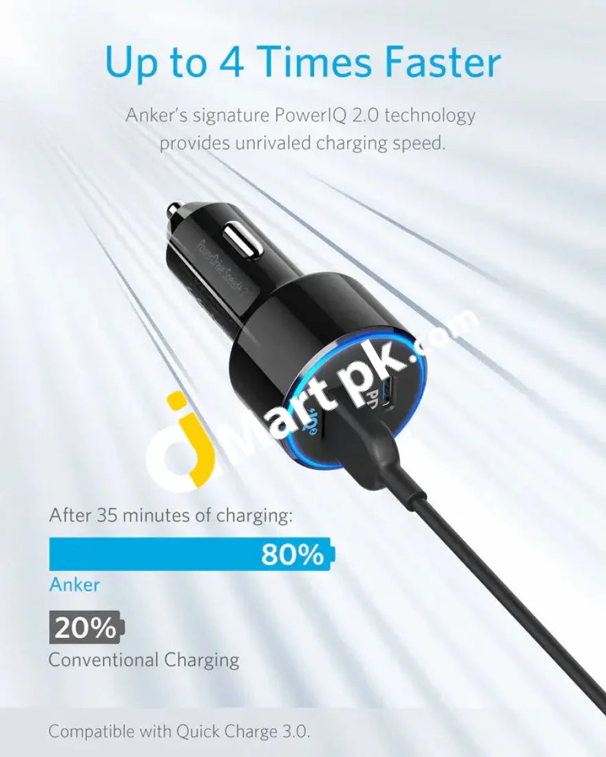 Anker Powerdrive Speed+ 2 Usb-C Car Charger With 1 Pd & Piq Port - Imported From Uk