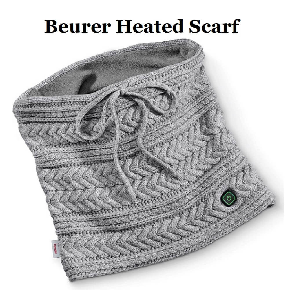 Beurer HK37 To-Go Heated Tube Scarf, Fashionable & Warmth on the Go, Soft Fleece Lining, 3 Temperature Settings (Container Product Without Box & Power Bank) - Imported from UK