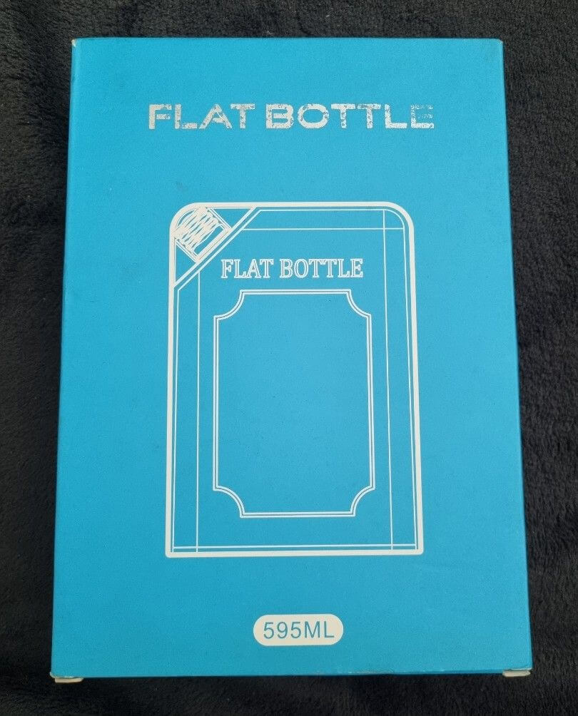 Note Book Blue Flat Water Bottle, Memo Bottle, 595ml Slim Water Bottle - Imported from UK